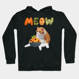 Funny Cat eating spaghetti Hoodie